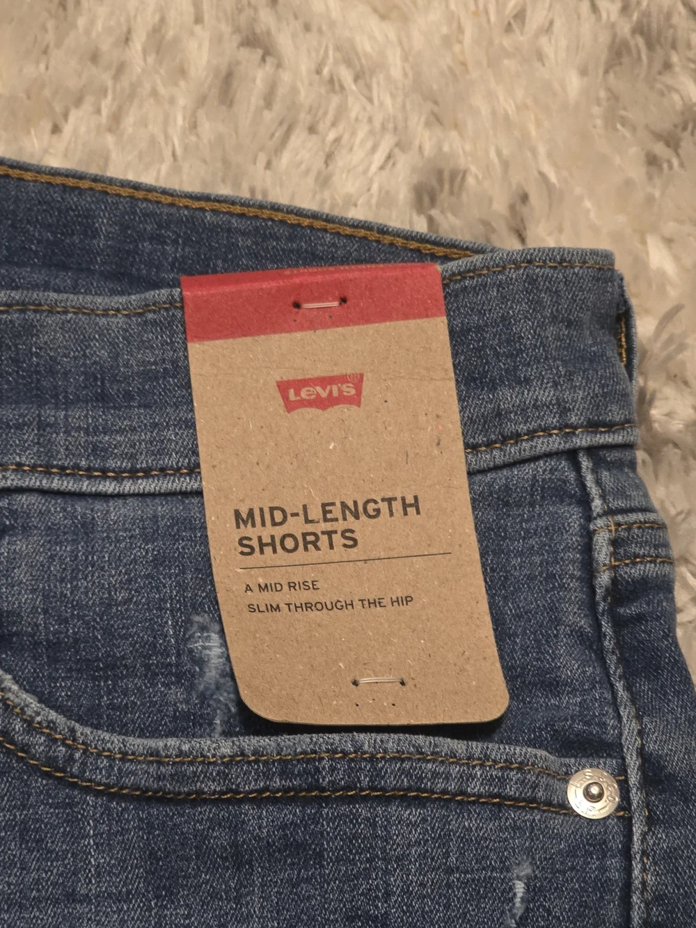Levi's Blue Rolled-Hem Distressed Denim Shorts